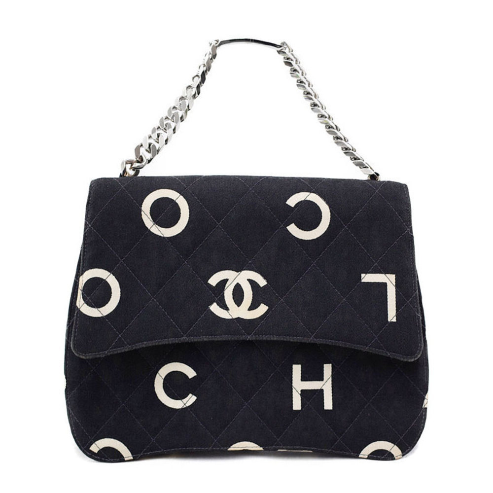 Chanel Coco Mark Pattern Chain Handbag Black - image 1